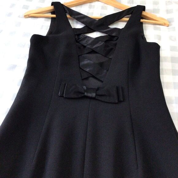 JOSEPH Ribkoff long black dress classic open back ribbon sleeveless black size 4 - Picture 3 of 15